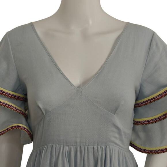 Pitusa Multi Flare Dress Sz XS Small Blue Arctic Ice Ruffle Beach Ethereal Boho - Picture 3 of 12